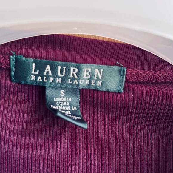 Ralph Lauren Vintage Knitwear Ribbed Sweater with Jabot in Plum Color - Picture 6 of 9